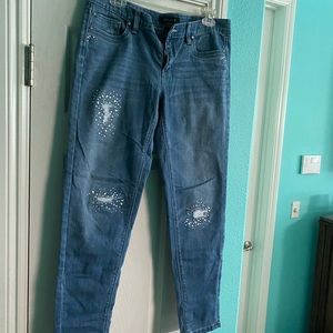 White House Black Market Girlfriend Jeans with Crystal embellishments